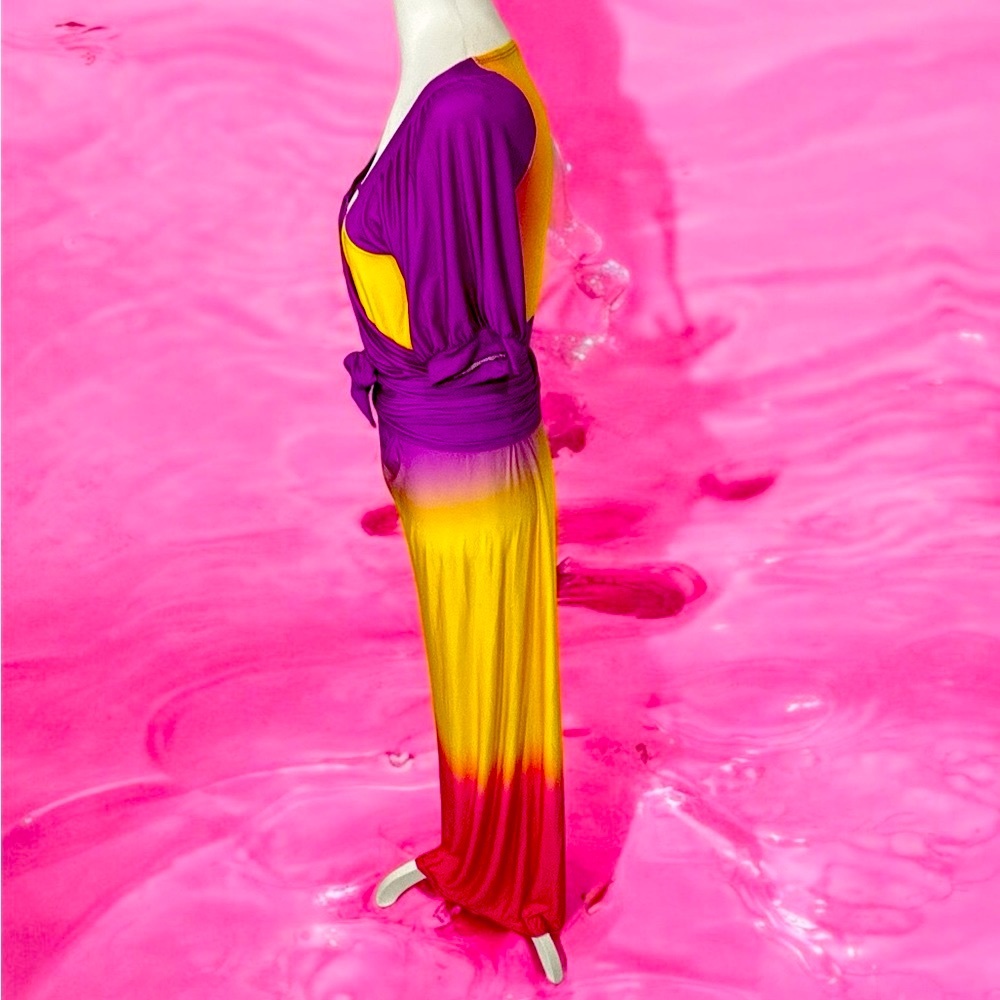 Gibiu Pink and Yellow Off the Shoulder Sundress for spring and summer wear. - Picture 2 of 12